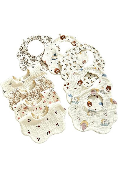 Generic 9 Pack Baby Drool Bibs, 6-Layer Muslin Cotton Petal Shape