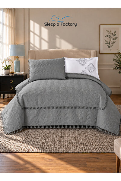 Sleep x Factory طقم مفرش سرير من 4 قطع لسرير مقاس 140×200 سم، مفرش سرير مبطن ...