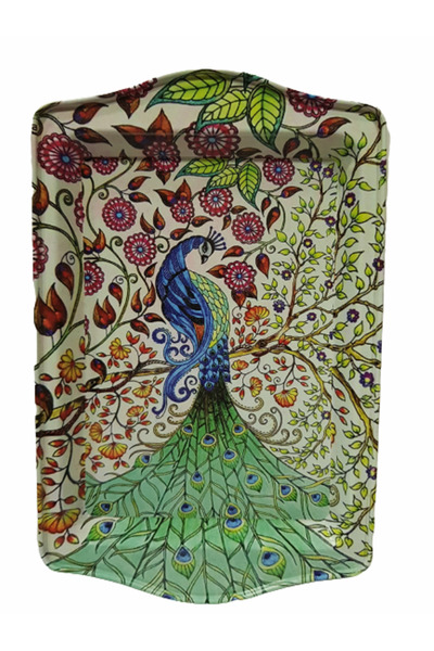 Generic Brand Tavă Păun, Pentru Cafea, Metal, 25x17 cm