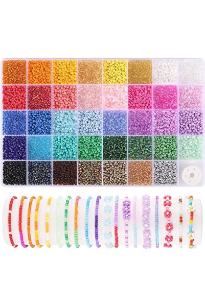 SYOSI 9600pcs 3mm Seed Beads Kit (39 Colors), 5 Types Glass Beads for Jewelry...