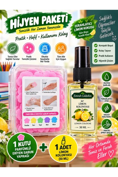 Emrah Gültekin Hijyen Paketi Eriyen Sabun Yaprağı + 50 ml Limon Kolonyası | P...