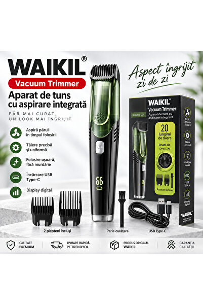WAIKIL WL-6001 Επαναφορτιζόμενη Κουρευτική Μηχανή & Τρίμερ Γενειάδας, Ψηφιακή...