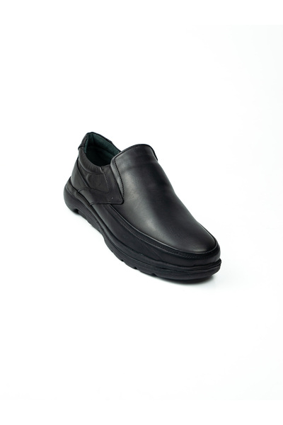 BABALİ 417 Restfull Black Leather Moccasin Casual Men's Shoes