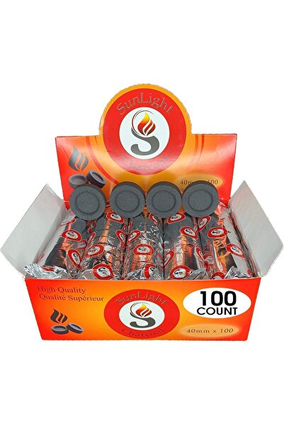 Sunlight Charcoal Tablets For Incense - 40 mm Rolls - Pack of 100 Coal Brique...
