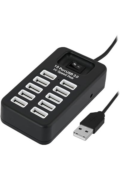 fitto موزع USB بـ 10 منافذ عالي السرعة - لتوسيع نطاق اتصال USB لأجهزة الكمبيو...