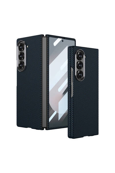 zore Galaxy Z Fold 6 Case with Camera Protection Carbon Fiber Design Back Sur...