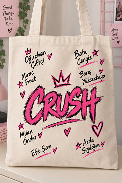 Crush Bez Çanta – Kişiye Özel İsimli Tasarım Tote Bag (Oğuzhan Çiftçi, Batu C...