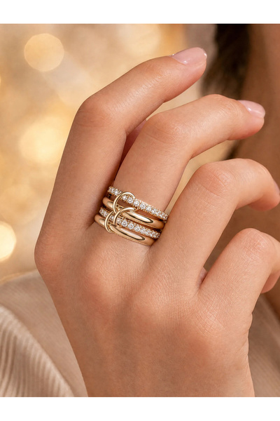 Take Two By Styli Gold Embellished Ring
