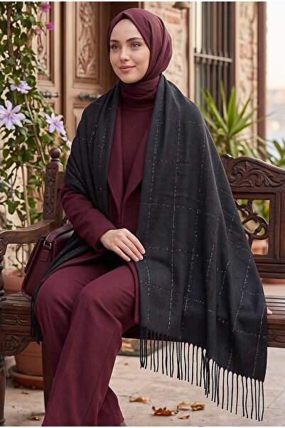 EBRUTESETTÜR Sequin Detailed Shoulder Shawl Black