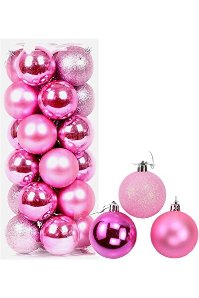 Generic Pink Christmas Tree Ornaments, 24-Pack Shatterproof Balls, 6cm Multi-...