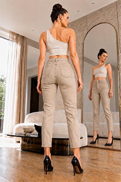 sushe Women's High Waist Mom Jeans Pants