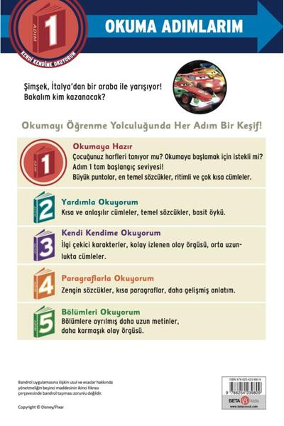 Beta Kids Dısney Okuma Adımlarım - 1. Adım - Arabalar 2 Dünya Turu Yarışı