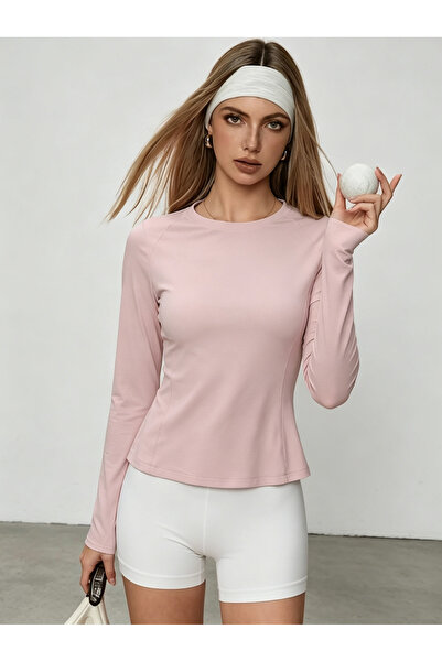 Take Two By Styli Pink Raglan Sleeve Top And Cycling Shorts Set
