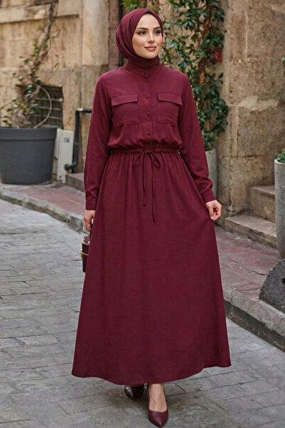 Neva Style Dark Dusty Rose Hijab Skirt Set with Front Pocket 1359Kgk