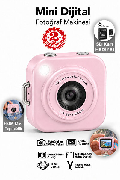 mimtec Mini Cep Kamera - 2.01" HD Ekran 1080P Flaşlı Dijital Video Fotoğraf M...