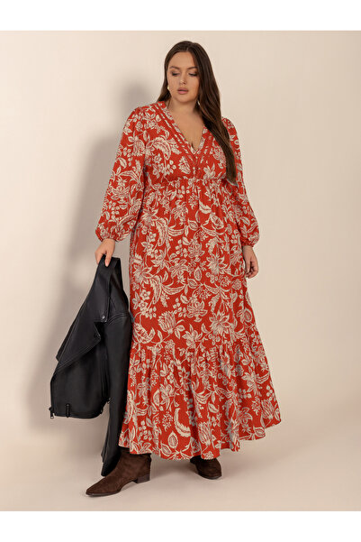 Take Two By Styli Plus Size A-Line Maxi Dress With Floral Print