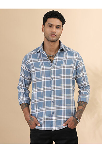 Bushirt By Styli قميص بلو بوشيرت ذو قصة عادية بأكمام طويلة ونقشة مربعات