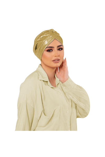 Take Two By Styli Gold Shimmer Turban Hijab