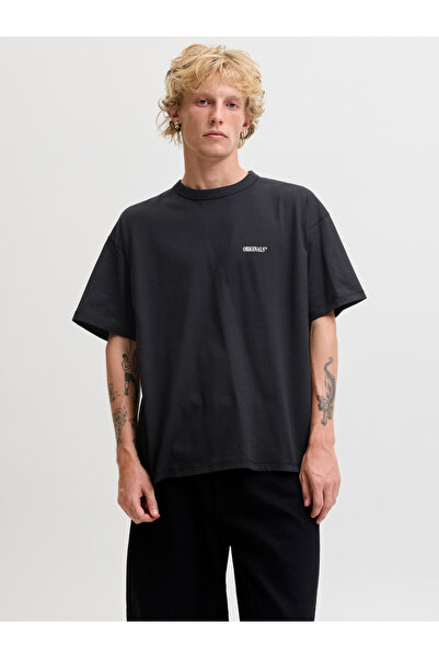 Jack & Jones Black Backprintet Crew Neck Short Sleeves T-Shirt