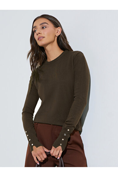 Styli Slim Fit Sweater With Button Cuff Detail