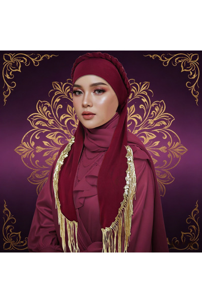 Take Two By Styli حجاب رأس سادة بلون بورجوندي