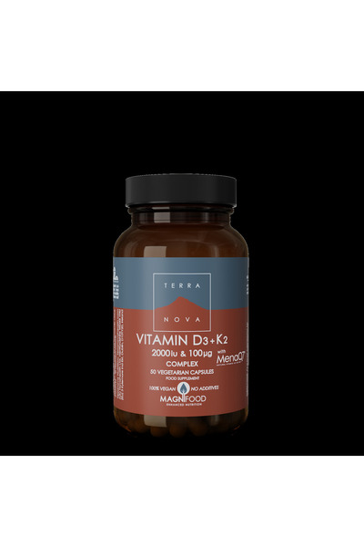 Terranova Βιταμίνη D3 2000 IU + K2, χωρίς πρόσθετα, 100% vegan