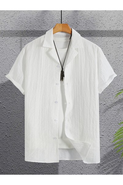 Take Two By Styli Men Solid Cuban Collar Short Sleeve Shirt