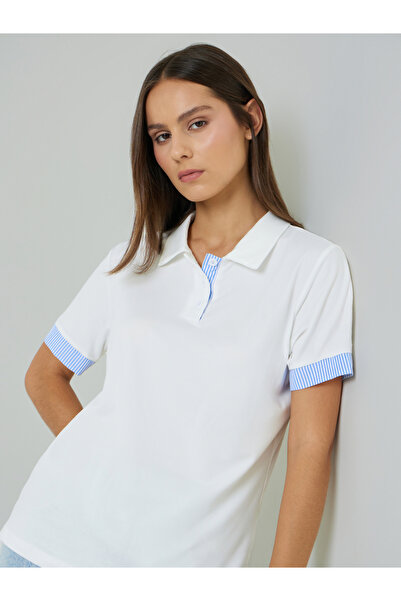 Styli White Contrast Trim Polo T-Shirt