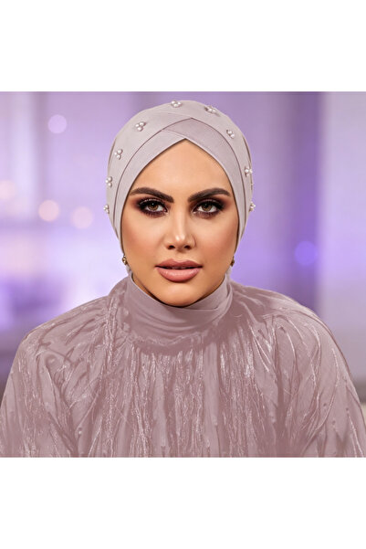 Take Two By Styli Light Pink Pearl Embellished Turban Hijab