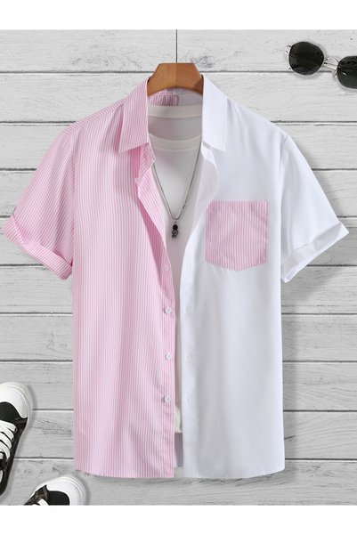 Take Two By Styli Men Color Block Striped Shirt