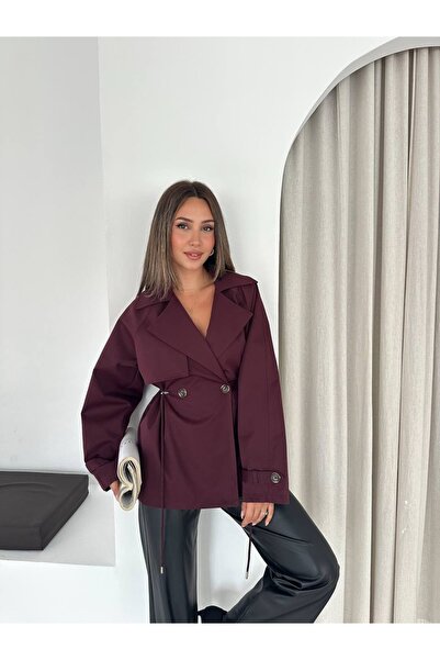 Ekim Store Bağlamalı Büzgülü Kruvaze Trençkot