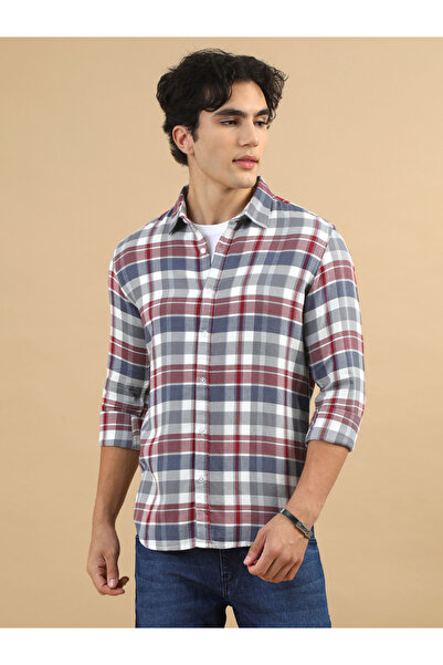 Bushirt By Styli قميص كاجوال متعدد الألوان بياقة مفتوحة ونقشة مربعات