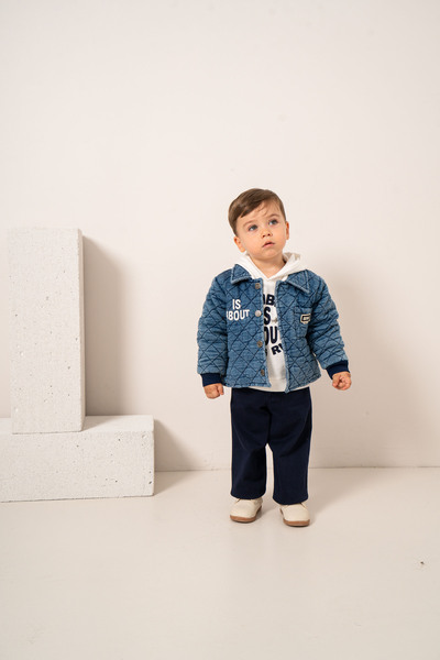 JNF kids Baby Boy & Child Hooded Sweatshirt Quilted Jacket Pants 3-Piece Set