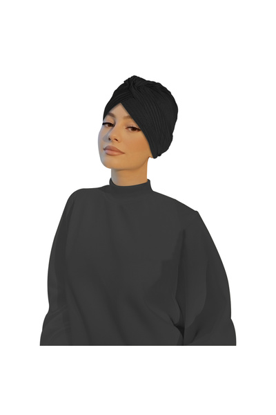 Take Two By Styli Black Plain Turban Hijab