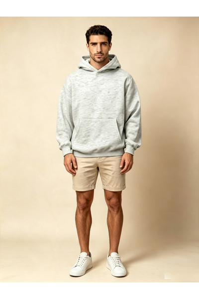 Take Two By Styli Textured Grey Pullover Hoodie