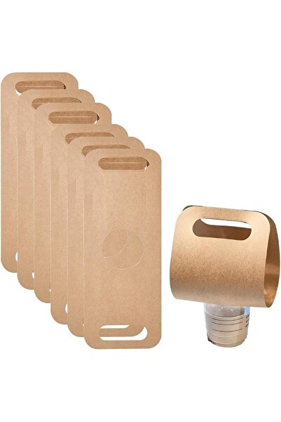 KASTWAVE Foldable Kraft Paper Drink Carrier, 50pcs Take Out Cup Holder with H...
