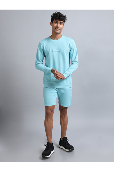 Bushirt By Styli Men Blue Textured Shorts Co-Ords Set