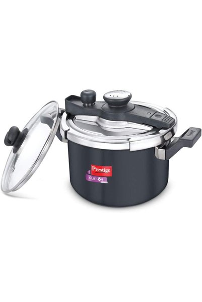 Prestige Svachh Clip-on 5 Litre Hard Anodised Pressure Cooker, Black