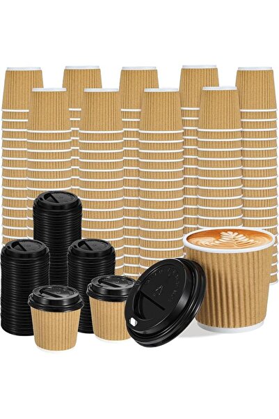 TERRIFI 25 Set 4oz Disposable Espresso Cups with Lids, Disposable Coffee Cups...