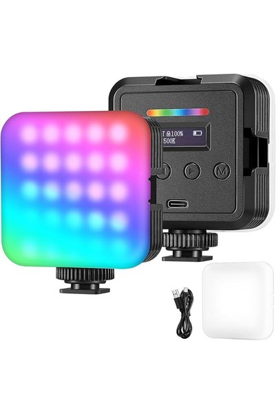NEEWER ضوء كاميرا مغناطيسي RGB، 360 درجة °   لوحة LED صغيرة ملونة بالكامل، RGB61