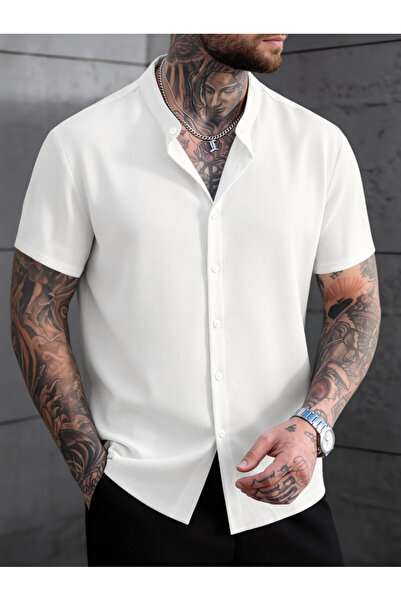 Take Two By Styli Men Stand Collar Slim Fit Casual Shirt