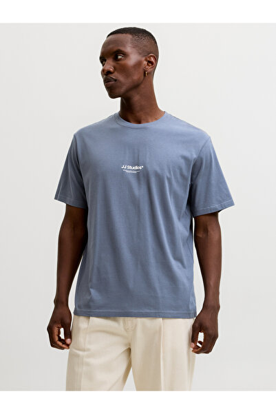 Jack & Jones Blue Jjesoho Slogan Print Crew Neck T-Shirt
