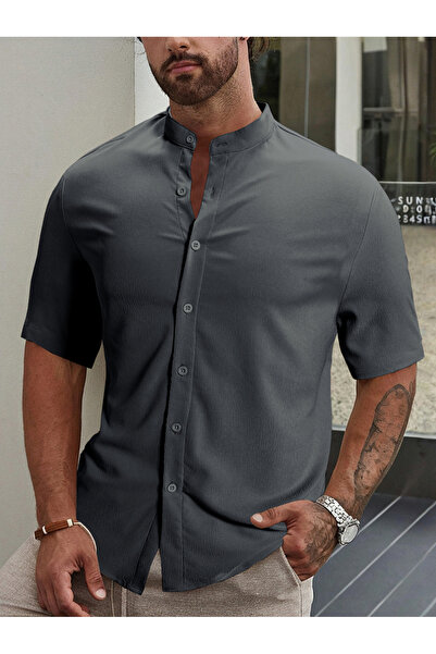 Take Two By Styli Men Stand Collar Slim Fit Casual Shirt