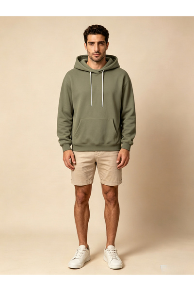 Take Two By Styli Plain Green Pullover Hoodie