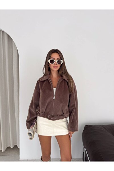 Ekim Store Μπουφάν Bomber με ζώνη και φερμουάρ, με κορδόνι περίσφιξης και καπ...