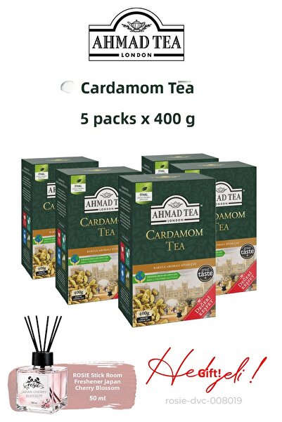 Ahmad Tea 5 عبوات شاي الهيل بالجملة 400 جرام. وروزي عطر رائع