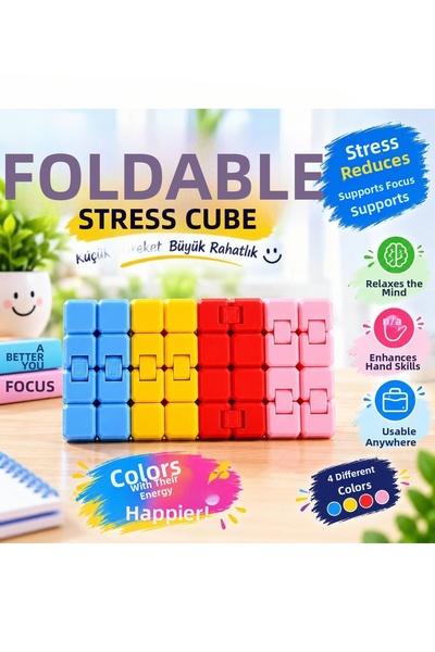 celsentoys مكعب إنفينيتي أحمر-أزرق-أصفر-وردي - مكعب لا نهائي و مكعب لتخفيف ال...