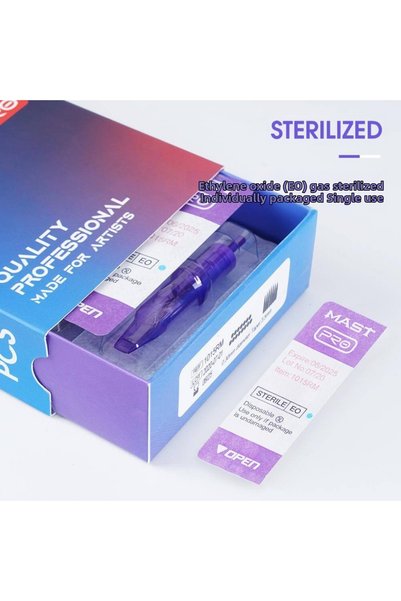 Mast Tattoo إبرة تاتو مستديرة من نوع Mast Pro 1203 RL 3 RL بسمك 0.35 مم، خرطوشة طويلة مدببة، 20 قطعة