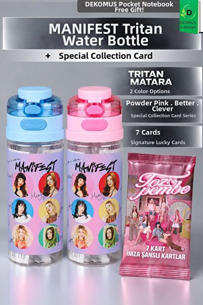 MANİFEST Licensed Powder Pink Collection 500 ml Tritan Flask and 6-Piece Powd...