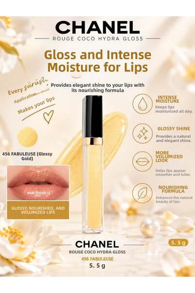 Chanel Rouge Coco 456 Fabuleuse Intense Shimmer Lip Care with Moisturizing Ef...